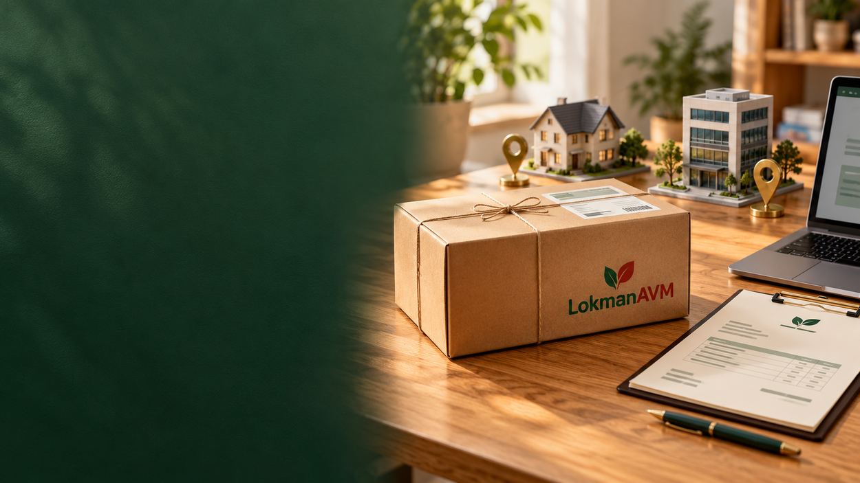 LokmanAVM siparişinde farklı teslimat ve fatura adreslerini temsil eden paket, ev ve iş yeri