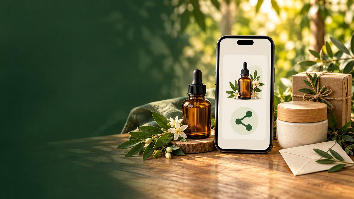 Ürün paylaşımını temsil eden telefon ekranı ve LokmanAVM ürün teması