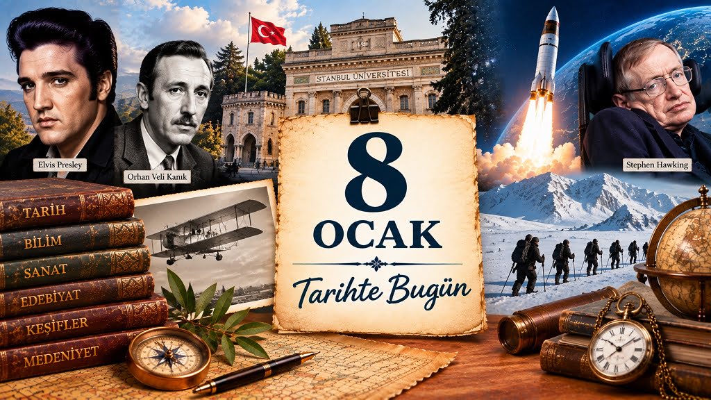 8 Ocak Tarihte Bugün 8 Ocak Tarihte Bugün - Önemli Olaylar, Doğanlar ve Vefat Edenler