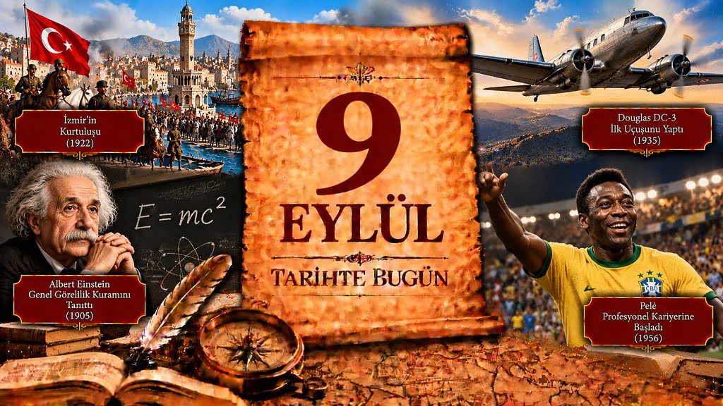 9 Eylül Tarihte Bugün 9 Eylül Tarihte Bugün - Önemli Olaylar, Doğanlar ve Vefat Edenler