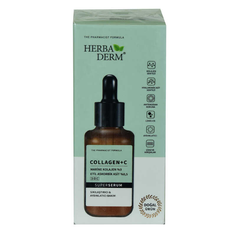 HERBADERM SUPERSERUM COLLAGEN C SIKILAŞTIRICI AYDINLATICI DOĞAL YÜZ SERUMU