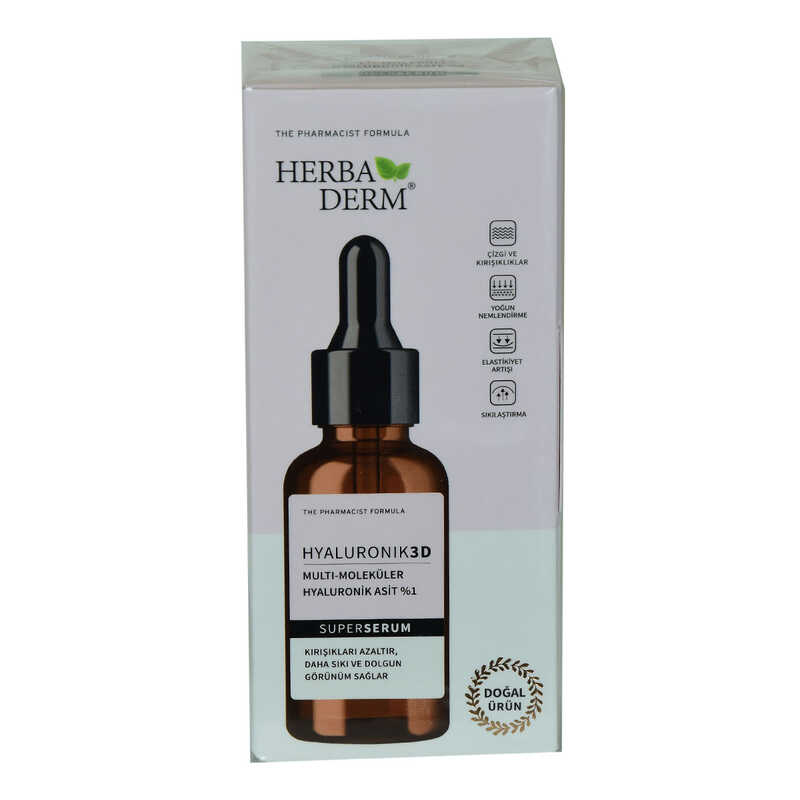 HERBADERM SUPERSERUM HYALURONİK 3D MULTİ MOLEKÜLER KIRIŞIKLIK KARŞITI DOĞAL YÜZ SERUMU