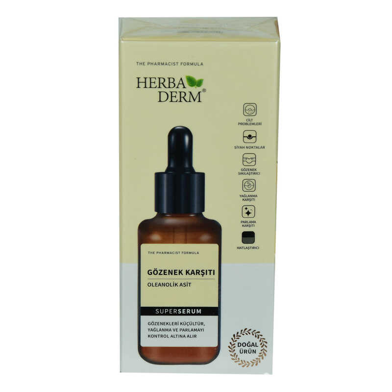 HERBADERM SUPERSERUM OLEANOLİK ASİT GÖZENEK KARŞITI DOĞAL YÜZ SERUMU