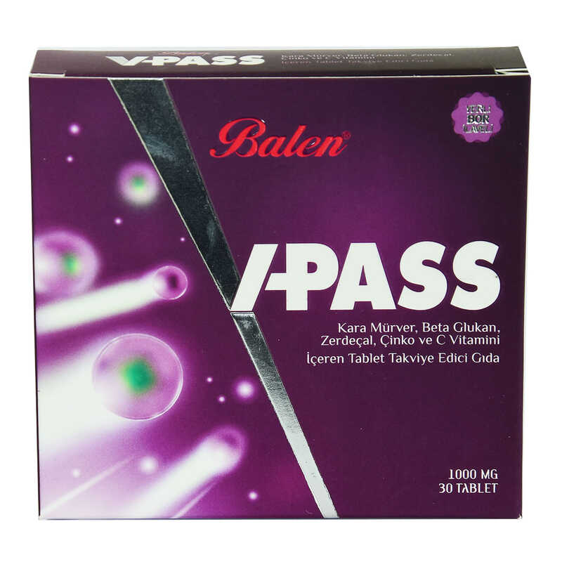 BALEN V-PASS KARA MÜRVERLİ ZERDEÇALLI ÇİNKO VE C VİTAMİNLİ TABLET