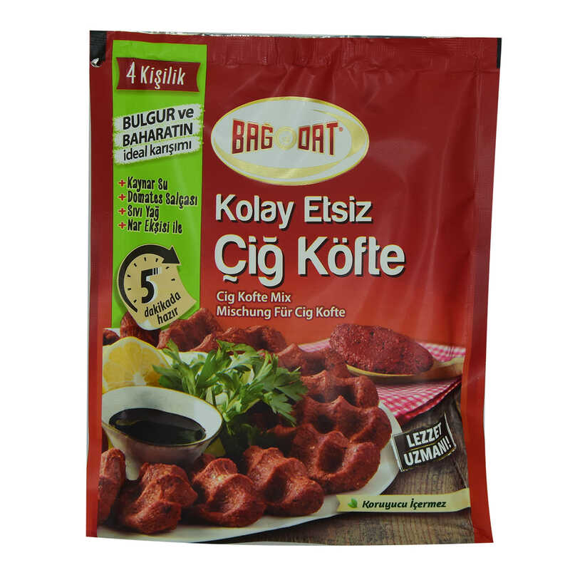 BAĞDAT BAHARAT KOLAY ETSİZ ÇİĞ KÖFTE BULGUR VE BAHARAT KARIŞIMI 4 KİŞİLİK