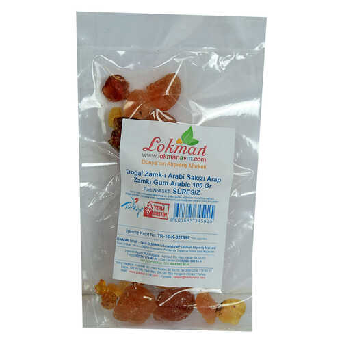 LokmanAVM Arap Zamkı Zamk-ı Arabi Sakızı Doğal Gum Arabic 100 Gr Paket