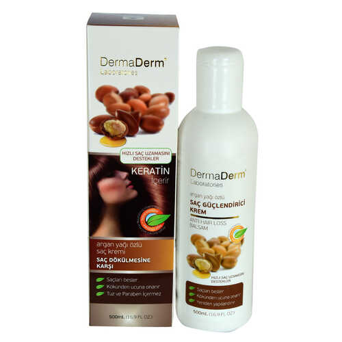 DermaDerm Argan Yağı Özlü Saç Kremi Keratinli (Tuz ve Paraben İçermez) 500 ML