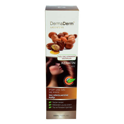 DermaDerm Argan Yağı Özlü Saç Kremi Keratinli (Tuz ve Paraben İçermez) 500 ML