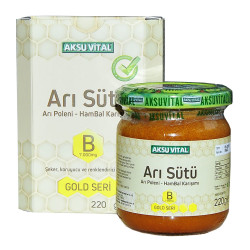 Aksuvital - Arı Sütü Polen Bal Karışımı B 7.000 Mg Gold Seri 220 Gr Görseli