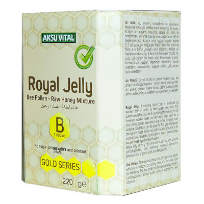 Aksuvital Arı Sütü Polen Bal Karışımı B 7.000 Mg Gold Seri 220 Gr