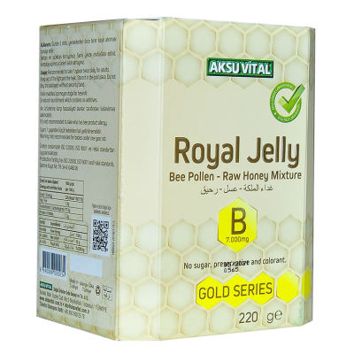 Aksuvital Arı Sütü Polen Bal Karışımı B 7.000 Mg Gold Seri 220 Gr