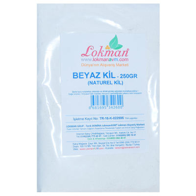 LokmanAVM Beyaz Kil Öğütülmüş Doğal Saf Naturel 250 Gr Paket