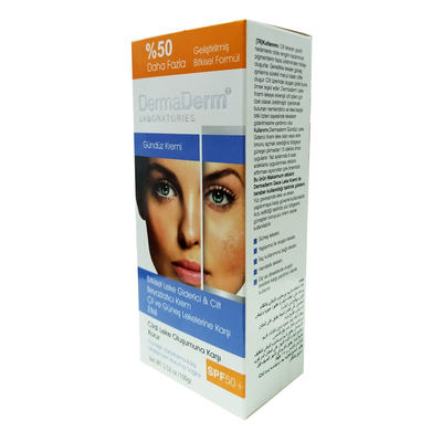 DermaDerm Bitkisel Leke Giderici Cilt Beyazlatıcı Gündüz Kremi Güneş Koruma SPF 50+ 100 Gr