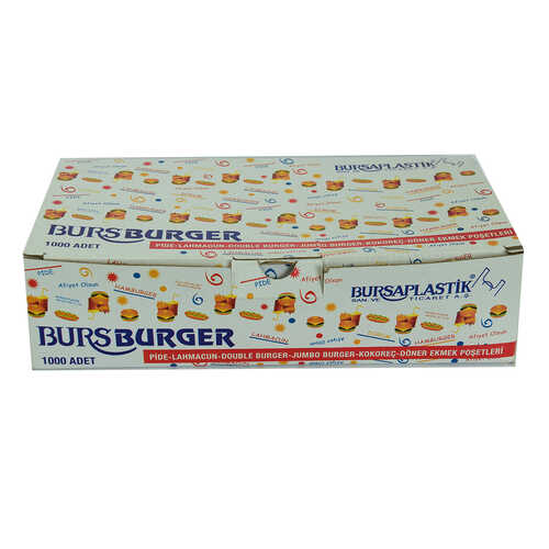 Bursa Plastik Bursburger Pide Lahmacun Burger Kokoreç Döner Ekmek Hışır Poşeti 13X26 1000 Adet