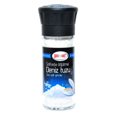 Bağdat Baharat Cam Değirmenli Yemeklik Granül Çakıl Deniz Tuzu 110 Gr