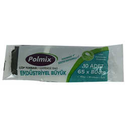 Polmix - Çöp Torbası Büyük Boy 65x80Cm 150Gr 30Mikron 50Lt Siyah Rulo 10 Adet Görseli