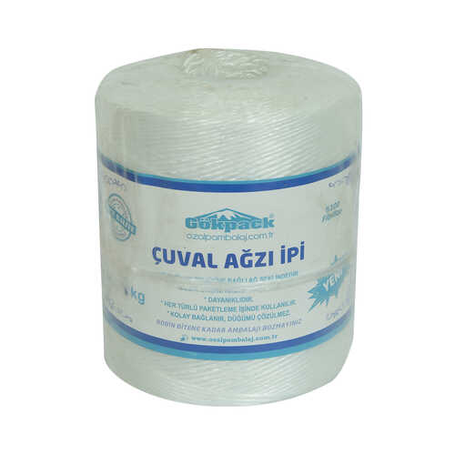 Gökpack Çuval Ağzı İpi Yüzde 100 Fibrilizeli Naylon İp Beyaz 1000 Gr 1 Adet