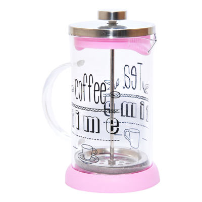 Yitian French Press Bitki Çayı Cam Demliği Pembe 600 ML