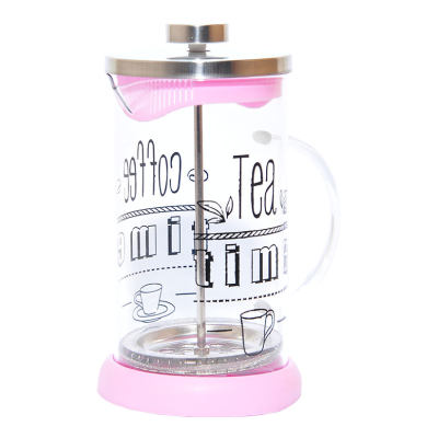 Yitian French Press Bitki Çayı Cam Demliği Pembe 600 ML