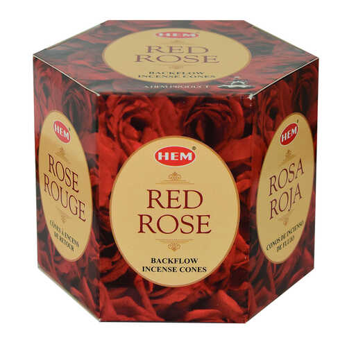 Hem Tütsü Geri Akış Şelale Kırmızı Gül Kokulu 40 Konik Tütsü - Red Rose Backflow Incense Cones