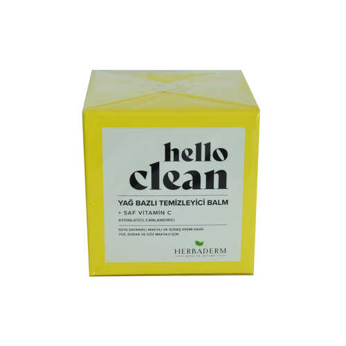 HerbaDerm Hello Clean Yüz Dudak ve Göz için Yağ Bazlı Temizleyici Balm Saf C Vitaminli 100 ML