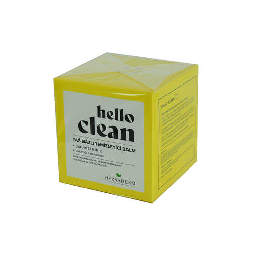 HerbaDerm Hello Clean Yüz Dudak ve Göz için Yağ Bazlı Temizleyici Balm Saf C Vitaminli 100 ML