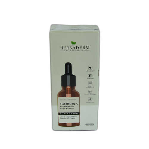 HerbaDerm Superserum Niacinamide ve Glikolik Asitli Leke ve Kırışıklık Karşıtı Yüz Serumu 30 ML