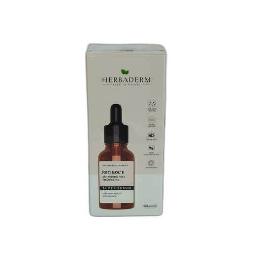 HerbaDerm Superserum Saf Retinol E Vitaminli Yaşlanma Karşıtı Yoğun Bakım Yüz Serumu 30 ML