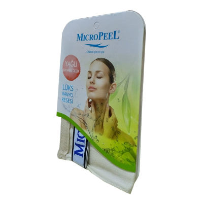 Micro Peel İpek Yağlı Cilt İçin Banyo Kesesi Beyaz 16X24