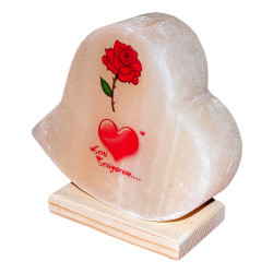 Kalp Desenli Gül Kalp Logolu Doğal Kaya Tuzu Lambası Kablolu Ampullü Beyaz 2-3 Kg - Thumbnail