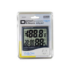 Dijital Termometre Sıcaklık Isı ve Nem Ölçer Saat Masaüstü ve Duvara Asma Pilli HTC-2 - Thumbnail