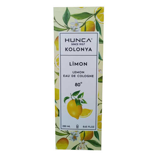 Hunca Limon Kolonyası 80 Derece Cam Şişe 250 ML - Eau De Cologne