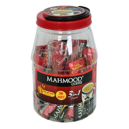 Mahmood Coffe 3 ü 1 Arada Original Kahve 18 Gr x 36 Adet Cam Kupa Bardak Hediyeli Pet Kavanoz