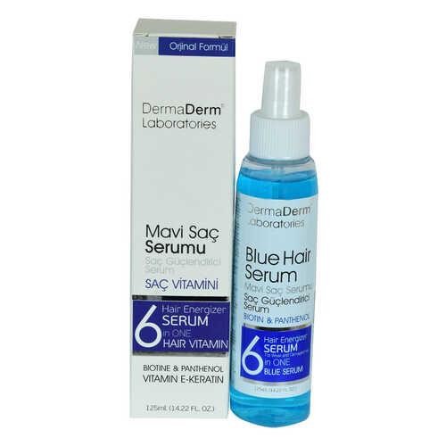 DermaDerm Mavi Saç Serumu Saç Güçlendirici Serum (Biotin Panthenol Vitamin E-Keratin) 125 ML