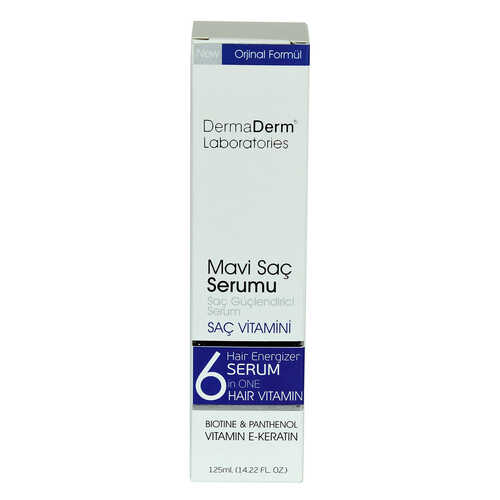 DermaDerm Mavi Saç Serumu Saç Güçlendirici Serum (Biotin Panthenol Vitamin E-Keratin) 125 ML