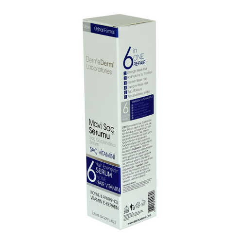 DermaDerm Mavi Saç Serumu Saç Güçlendirici Serum (Biotin Panthenol Vitamin E-Keratin) 125 ML