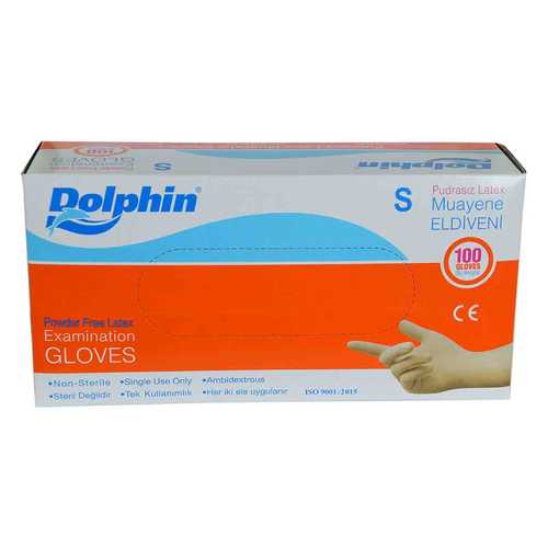 Dolphin Pudrasız Beyaz Latex Muayene Eldiveni Küçük Boy (S) 100 Lü Paket