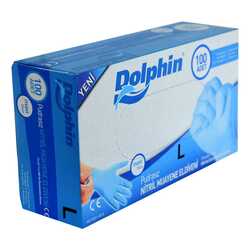 Dolphin - Pudrasız Mavi Nitril Eldiven Büyük Boy (L) 100 Lü Paket Görseli