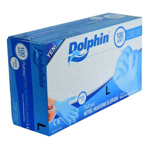 Dolphin Pudrasız Mavi Nitril Eldiven Büyük Boy (L) 100 Lü Paket