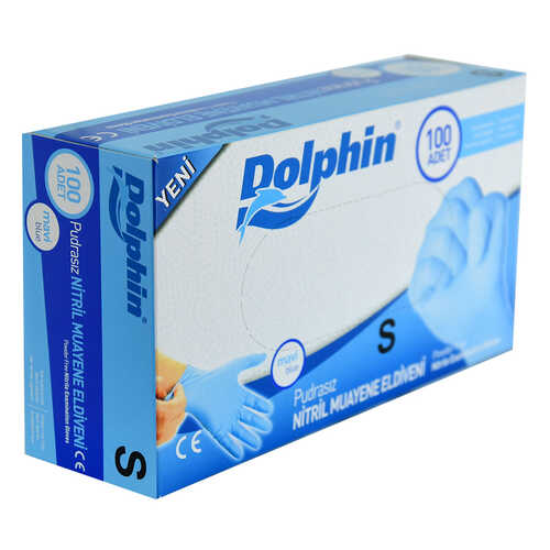 Dolphin Pudrasız Mavi Nitril Eldiven Küçük Boy (S) 100 Lü Paket