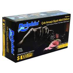 Dolphin - Pudrasız Siyah Nitril Eldiven Küçük Boy (S) 100 Lü Paket (1)