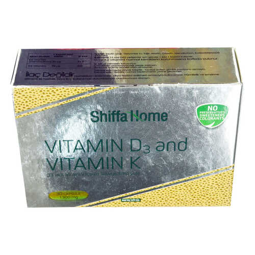 Aksuvital Shiffa Home D3 ve K Vitamini Yumuşak 1300 Mg x 30 Kapsül