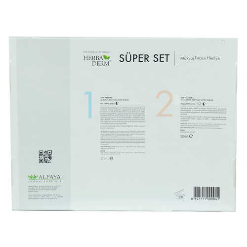 HerbaDerm Süper Set Superserum Aha-Peeling 30 ML + Saf Vitamin C 30 ML + Hediye Makyaj Fırçası