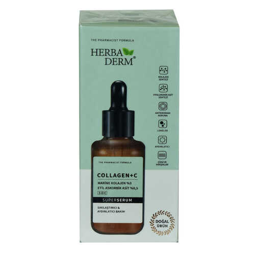 HerbaDerm Superserum Collagen C Sıkılaştırıcı Aydınlatıcı Doğal Yüz Serumu 30 ML