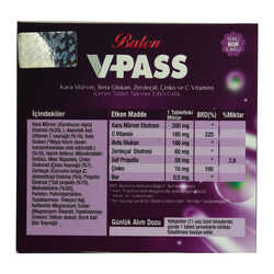 V-Pass Kara Mürverli Zerdeçallı Çinko ve C Vitaminli 1000 Mg X 30 Tablet - Thumbnail