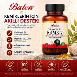 Vitamin K2 (MK-7) ve D Vitamini içeren Yumuşak Kapsül 450 Mg X 60 Kapsül