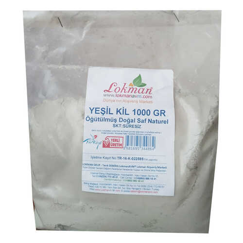 LokmanAVM Yeşil Kil Öğütülmüş Doğal Saf Naturel 1000 Gr Paket