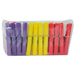 Plastik Çınar Çamaşır Mandalı 24 Adet Karışık Renk ZP-142 - Thumbnail
